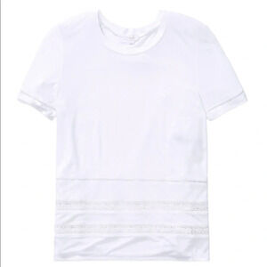 Aritzia Wilfred Reve T-Shirt Lace Short Sleeve Crew Neck White Size XS